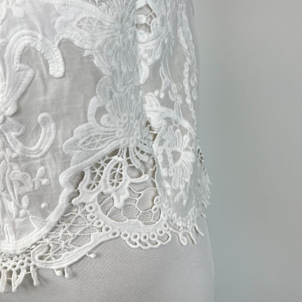 NWOT Farm Rio Off-White Sleeveless Lace Embroidered Floral Tank Top Size XL - Picture 5 of 12